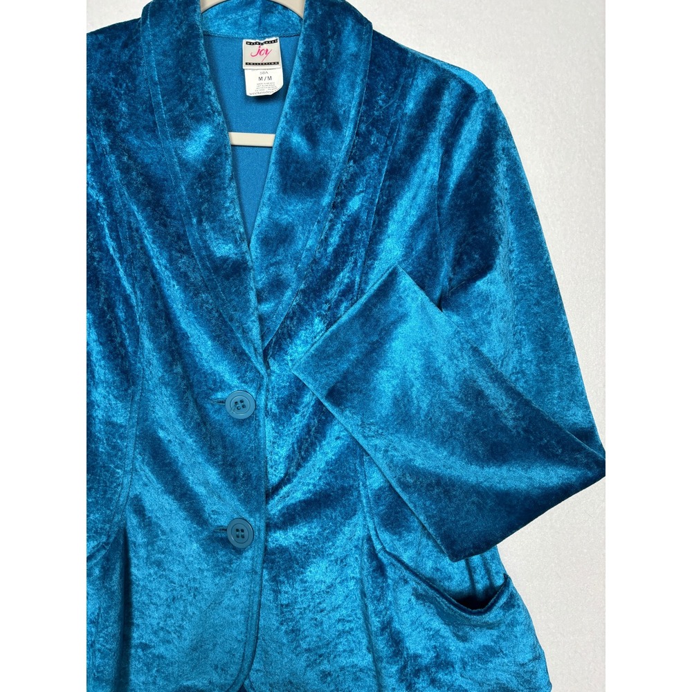 Weekenders Joy Collection Blazer Womens M Blue Velour Shawl Collar